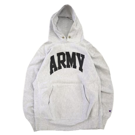90's CHAMPION RW SWEAT PARKA "ARMY" "黒プリント" XLサイズ USA製