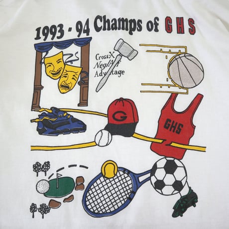 ～90's Fruit of the loom "GHS" 両面 プリント ポケット Tシャツ XLサイズ USA製