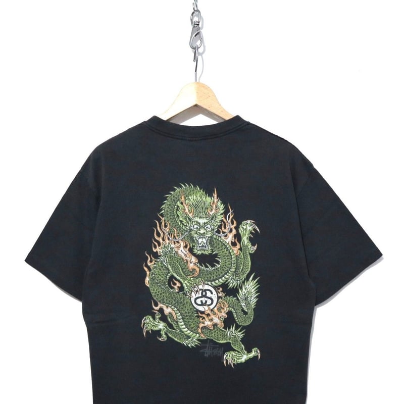 old stussy ドラゴンTシャツ黒M紺タグアメリカ製