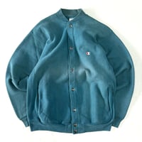 90's CHAMPION RW SWEAT "Full Snap" Solid Teal Lサイズ USA製