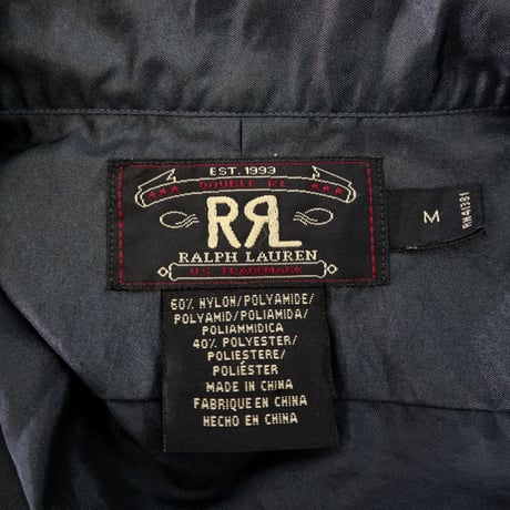 90's Ralph Lauren "RRL" "Solid Black" Nylon Shirt Mサイズ