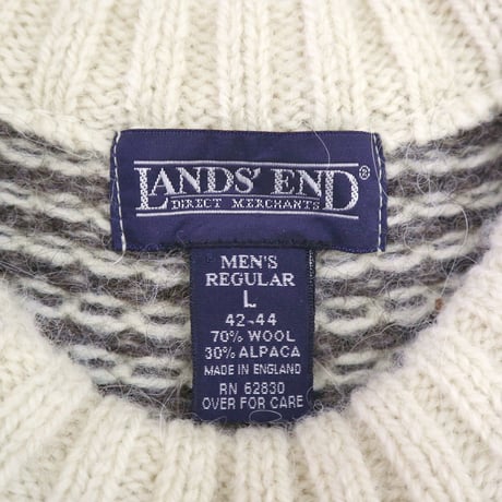 "Good Color" 80's LANDS' END Nordic Pattern Wool Alpaca Sweater XLサイズ ENGLAND製
