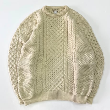 "Big Size" 80's L.L. Bean Wool Aran Sweater XLサイズ IRELAND製