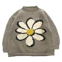 "Big Size" Ecuador Knit Wool Sweater "Flower Pattern"