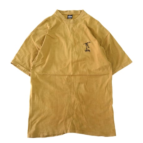 80's～90's OLD STUSSY 黒タグ "Shadow Man" 刺繍 Tシャツ Lサイズ USA製