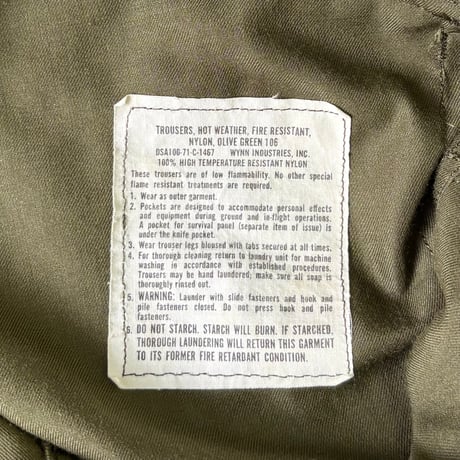 70's US ARMY "Helicopter Crew" Pants Small Regular