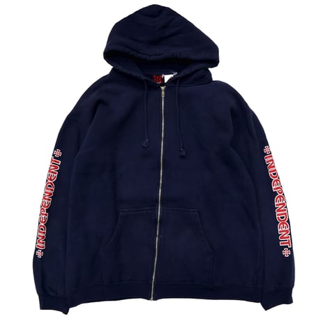 90's INDEPENDENT "IRON CROSS" スウェット パーカー NAVY