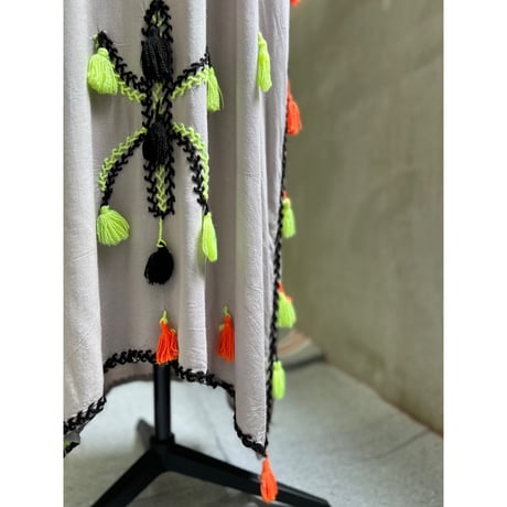 Ethnic Neon Color Tassel Cotton Long One Piece