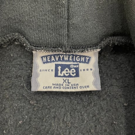 90's Lee Solid Full Zip Sweat Parka "Black" XLサイズ USA製