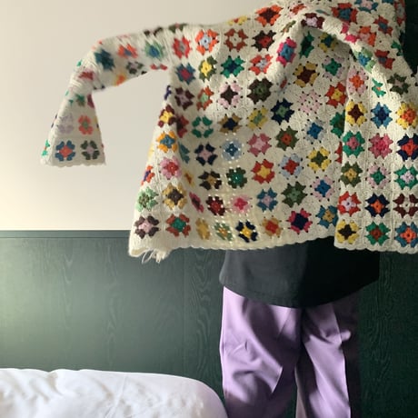 "Women's" Crochet knit Granny Square Zip Cardigan