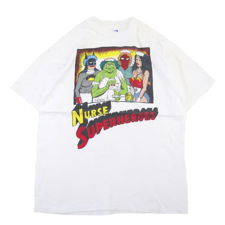 90's Hanes "Nurse Superheroes" プリント Tシャツ Lサイズ USA製