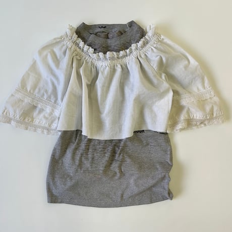 "Women's" 80's～ EURO Vintage Cropped Lace Blouse