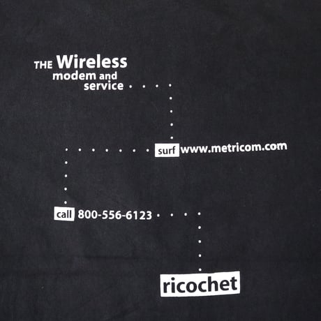 80's～90's ONEITA "metricom.com" 両面 プリント Tシャツ Black Lサイズ