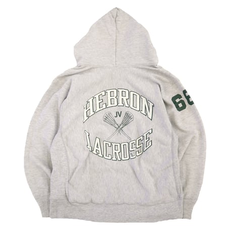 80's CHAMPION RW SWEAT PARKA "HEBRON LACROSSE" 3面 プリント XLサイズ USA製