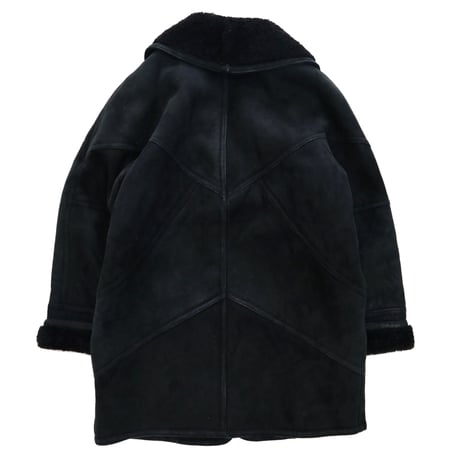 "All Black" unknown Sheepskin Mouton Sherpa Jacket URUGUAY製