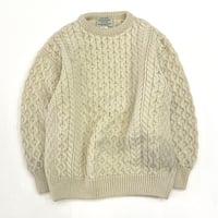 80's～ Cladyknit Wool Aran Sweater Ivory IRELAND製