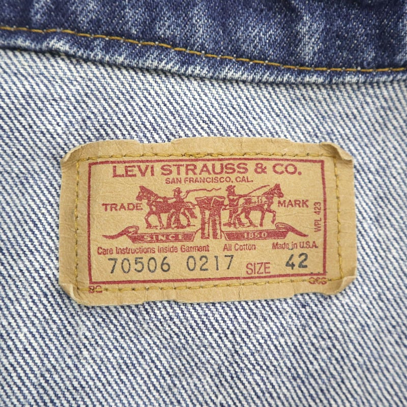90's Levi's 70506-0217 Denim Trucker Jacket 42サ 90's Levi's 70506-0217 Denim Trucker Jacket 42サ