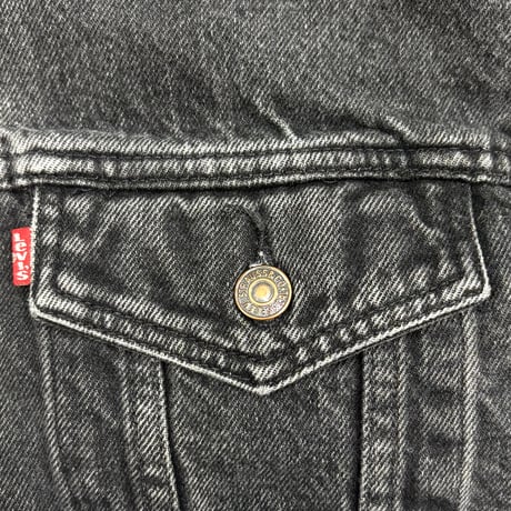 90's Levi's 70427 "Flannel Lined" Black Denim Trucker Jacket USA製