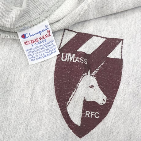 90's CHAMPION RW SWEAT "MASSACHUSETTS RUGBY" 3面 プリント XLサイズ USA製