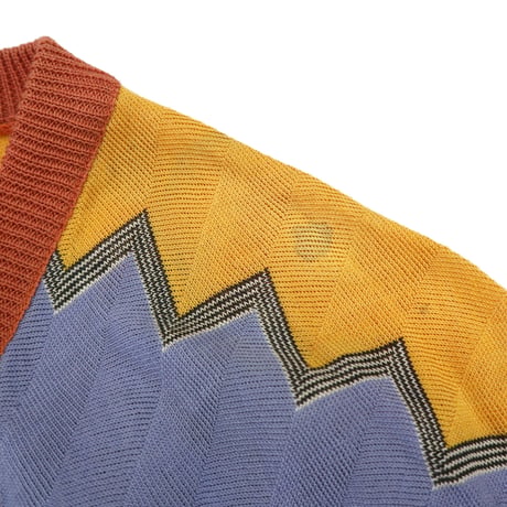"Women's" MISSONI 幾何柄ボーダー サマーニット カーディガン Lサイズ ITALY製