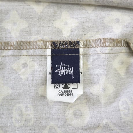 90's OLD STUSSY "モノグラム" 総柄 半袖 シャツ Mサイズ USA製