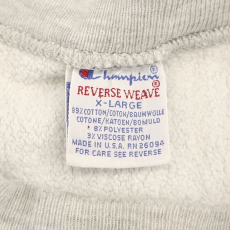 90's CHAMPION RW SWEAT "JAMES MADISON" 染み込み プリント XLサイズ USA製
