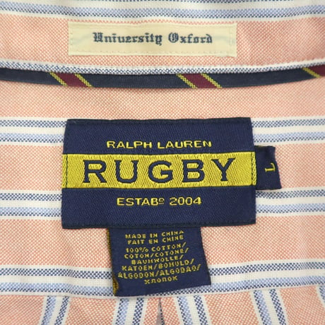 00's Ralph Lauren "RUGBY" Oxford Stripe BD Shirt Lサイズ