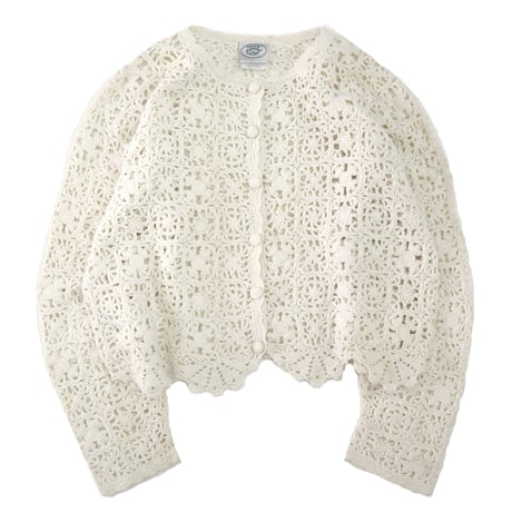 "Women's" laura ashley Crochet knit Granny Square Cardigan White Mサイズ