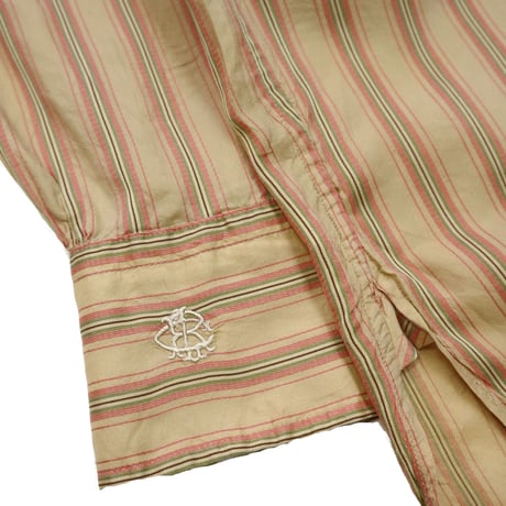 90's Ralph Lauren SILK 100% Band Collar Stripe Shirt
