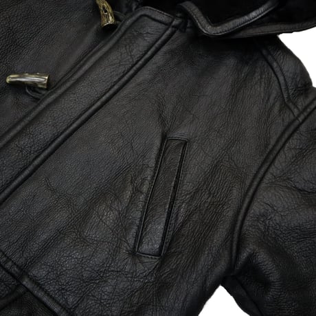 "All Black" 90's～ Mouton Leather Sherpa Duffle Coat