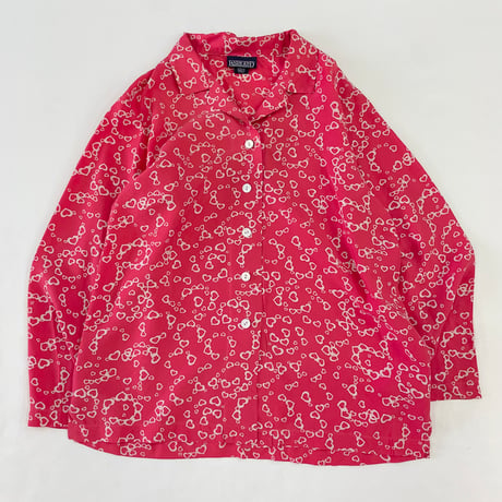 "Women's" ～00's LANDS' END "Heart" "Set Up" Silk Shirt Pants