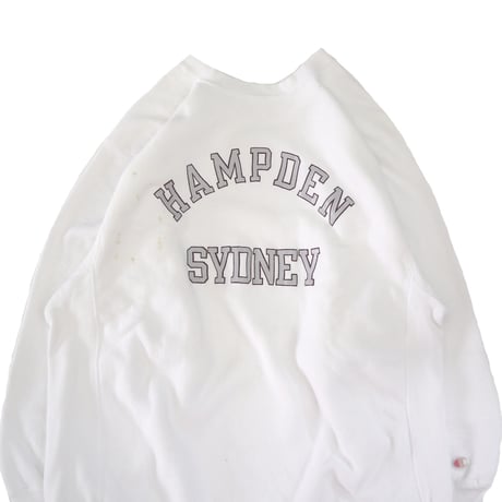 80's CHAMPION RW SWEAT "HAMPDEN SYDNEY" White XLサイズ USA製