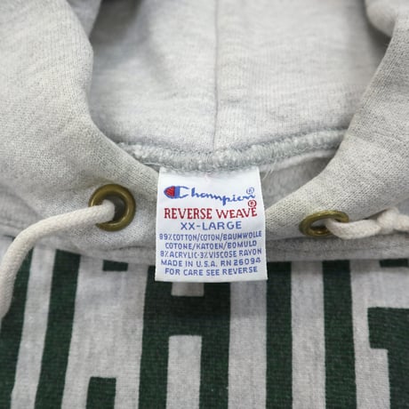 90's CHAMPION RW SWEAT PARKA 染み込み プリント Grey XXLサイズ USA製