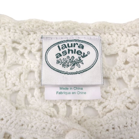 "Women's" laura ashley Crochet knit Granny Square Cardigan White Mサイズ