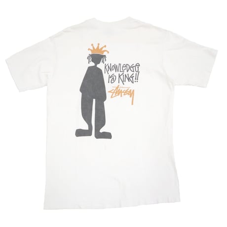 90's OLD STUSSY 白タグ "knowledge is king!!" Tシャツ Lサイズ USA製