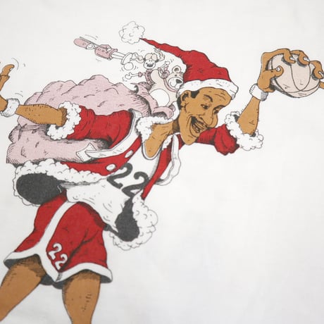 90's Clyde Drexler "サンタクロース" 両面 プリント Tシャツ White