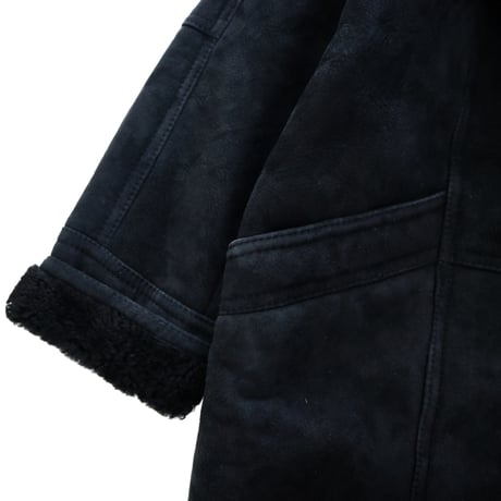 "All Black" unknown Sheepskin Mouton Sherpa Jacket URUGUAY製