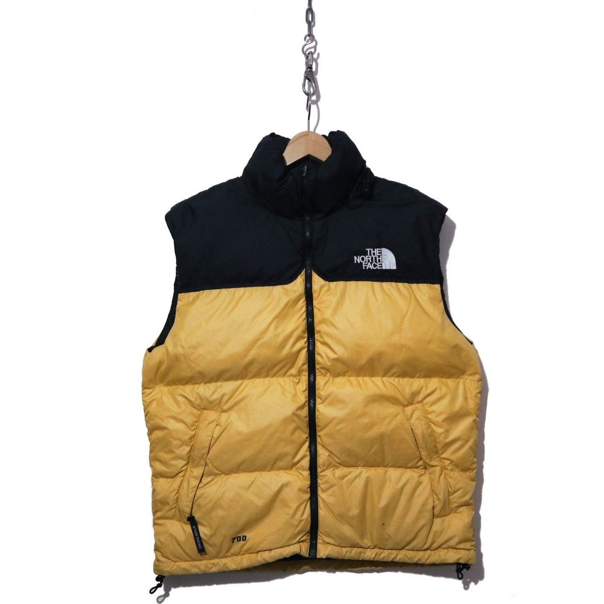 90's THE NORTH FACE 700FILL ヌプシ ダウンベスト BLACK×YE...