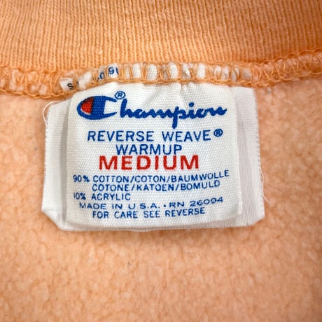 "Rare Color" 80's CHAMPION RW SWEAT Solid Sherbet Orange Mサイズ USA製