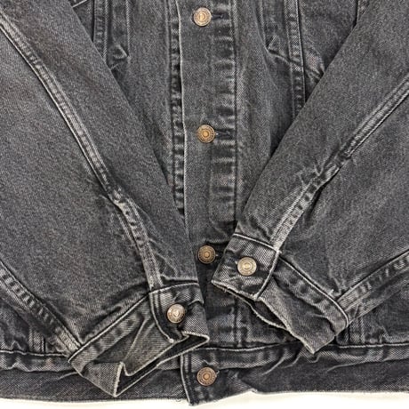 90's Levi's 70427 "Flannel Lined" Black Denim Trucker Jacket USA製