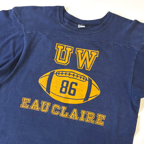 80's CHAMPION "EAU CLAIRE" "両面" Football Tee Lサイズ USA製