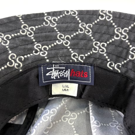 90's OLD STUSSY "Monogram" Bucket Hat L/XL USA製