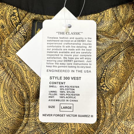 "New" Derby of San Francisco "300 Vest" Black×Gold