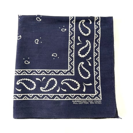70's～80's "Black/Navy Paisley" All Cotton Bandana (sold separately)