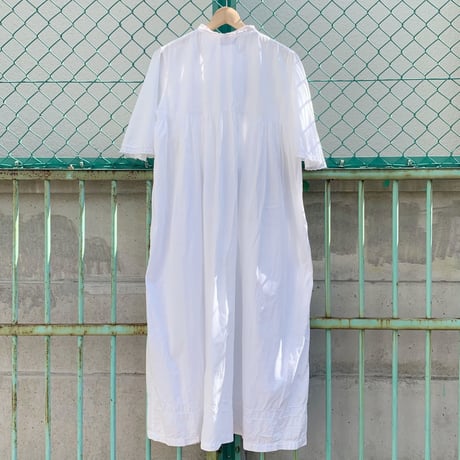 "Women's" ～90's ヘンリーネック コットン ロング ワンピース White