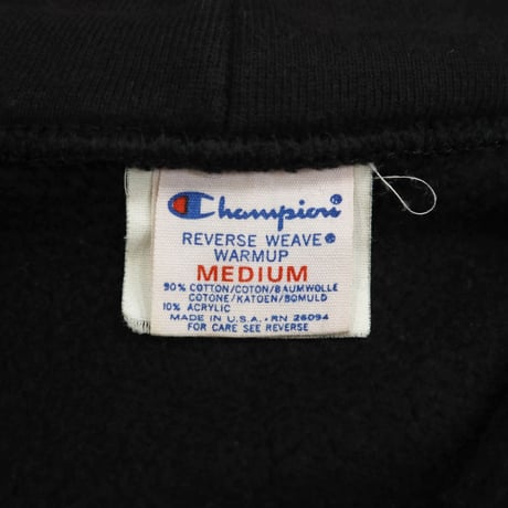 80's CHAMPION RW SWEAT PARKA "Full Zip" Black XLサイズ USA製