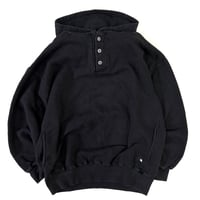 90's Russell "Half Button" "Black" Solid Sweat Parka Lサイズ USA製