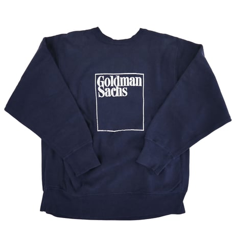 80’s CHAMPION RW SWEAT 両面プリント "Goldman Sachs" Navy XLサイズ USA製