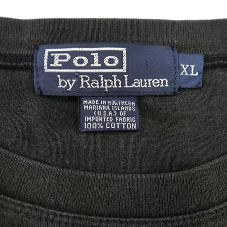 90's～ Polo Ralph Lauren "Solid Black" LS Football Tee XLサイズ USA製