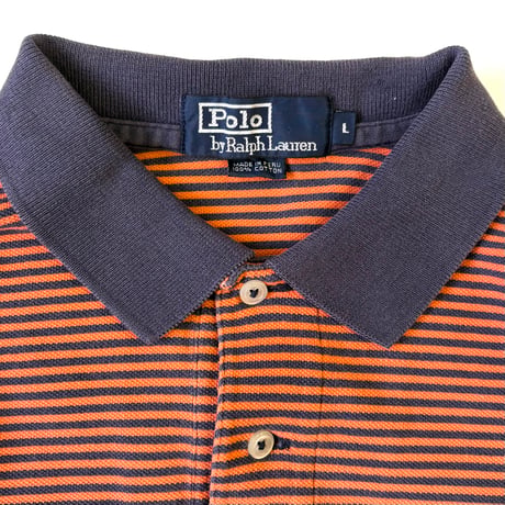 90's～ Polo Ralph Lauren "鹿の子" Border Polo Shirt Lサイズ